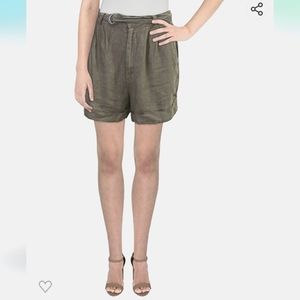 JOIE Dixon Linen Shorts - Fatigue color